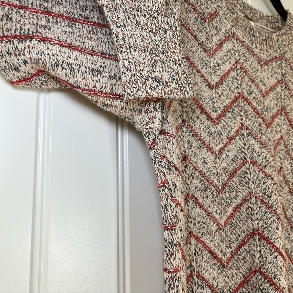 Free People Zig Zag Pullover Sweater Size Medium Cotton Knit Winter - Picture 6 of 10